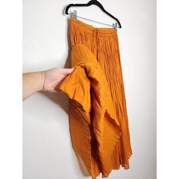 Vintage y2k Fashion Fuse One Size Maxi Skirt Pleated Orange Boho Fall Fairy - Picture 5 of 6